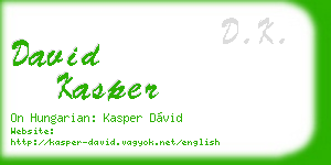 david kasper business card